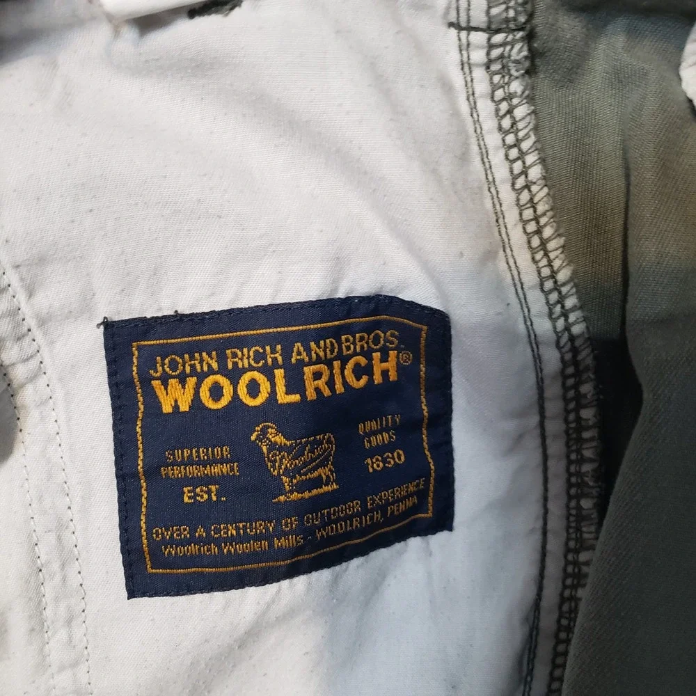 Woolrich Pleated Shorts Mens 38 Olive Green Cotton Crosshatch Outdoor 3586